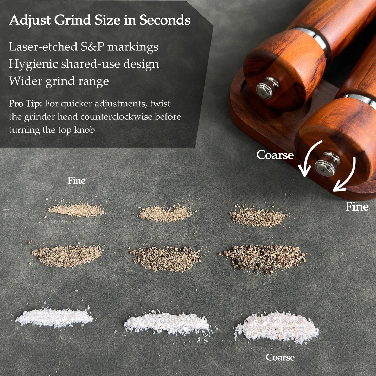 Aurevit Korlo Wooden Salt and Pepper Grinder Set