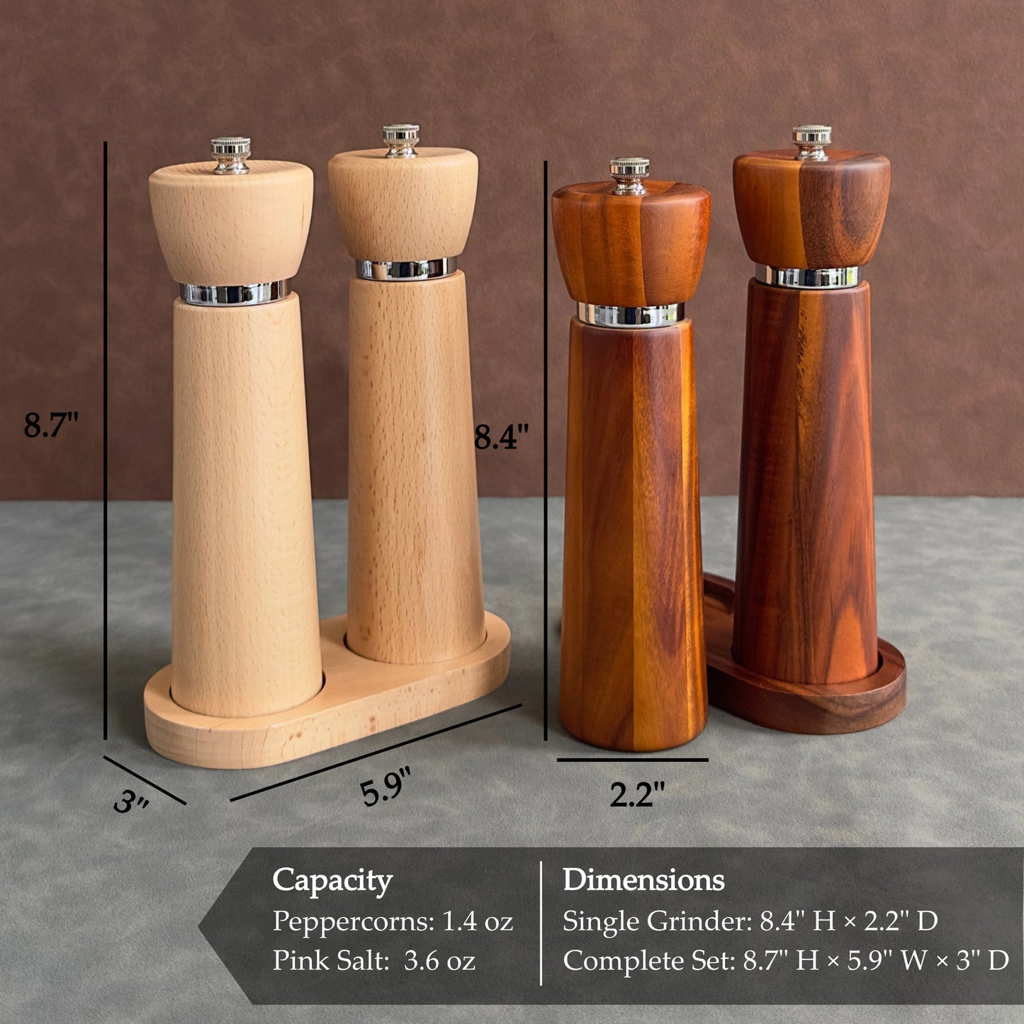 Aurevit Korlo Wooden Salt and Pepper Grinder Set