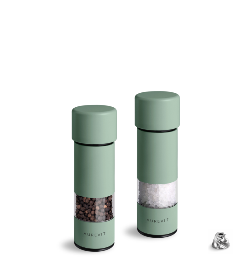 Pico -  Small Salt and Pepper Grinder Set, Manual Pepper Mill With Ceramic/Stainless Steel Core, External Adjustable Coarseness
