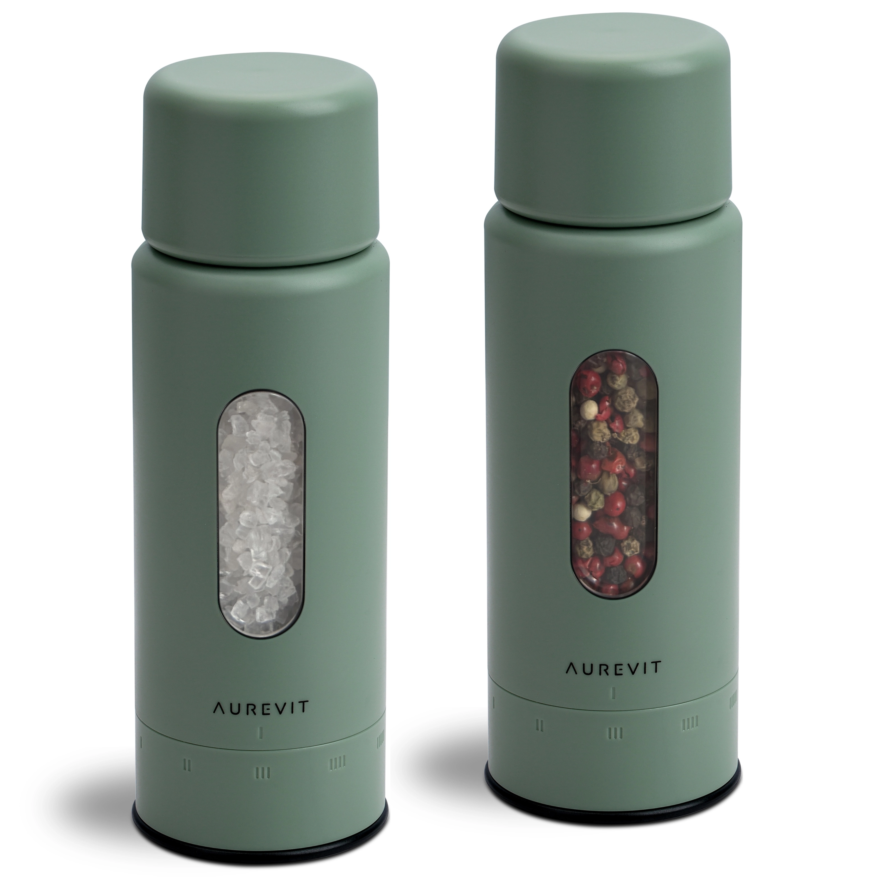 Pureum - Salt And Pepper Grinder Set Manual, Ceramic/Stainless Steel Core