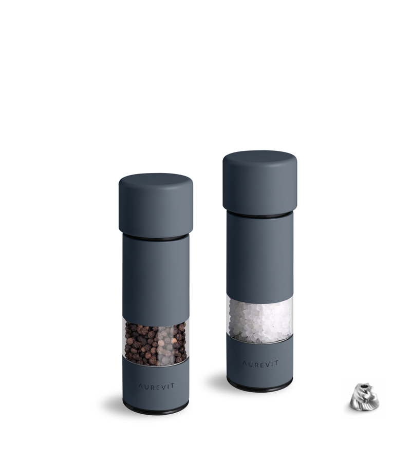 Pico -  Small Salt and Pepper Grinder Set, Manual Pepper Mill With Ceramic/Stainless Steel Core, External Adjustable Coarseness