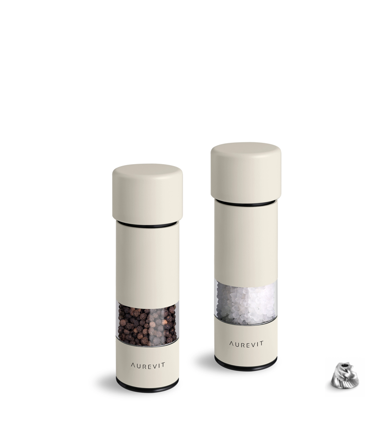 Pico -  Small Salt and Pepper Grinder Set, Manual Pepper Mill With Ceramic/Stainless Steel Core, External Adjustable Coarseness