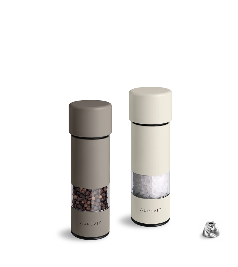 Pico -  Small Salt and Pepper Grinder Set, Manual Pepper Mill With Ceramic/Stainless Steel Core, External Adjustable Coarseness