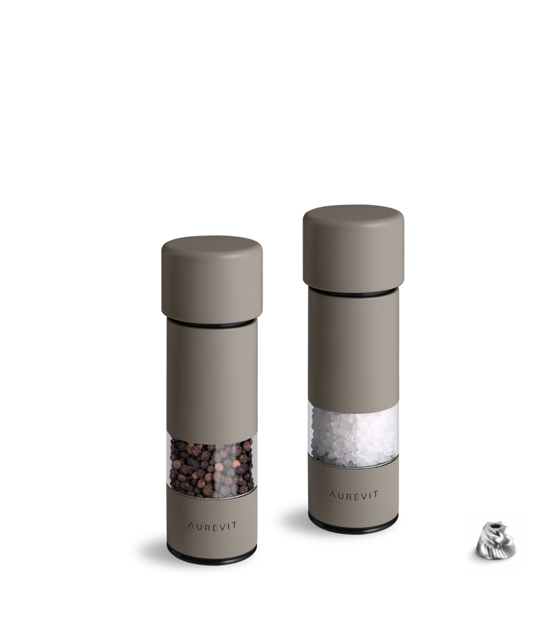 Pico -  Small Salt and Pepper Grinder Set, Manual Pepper Mill With Ceramic/Stainless Steel Core, External Adjustable Coarseness