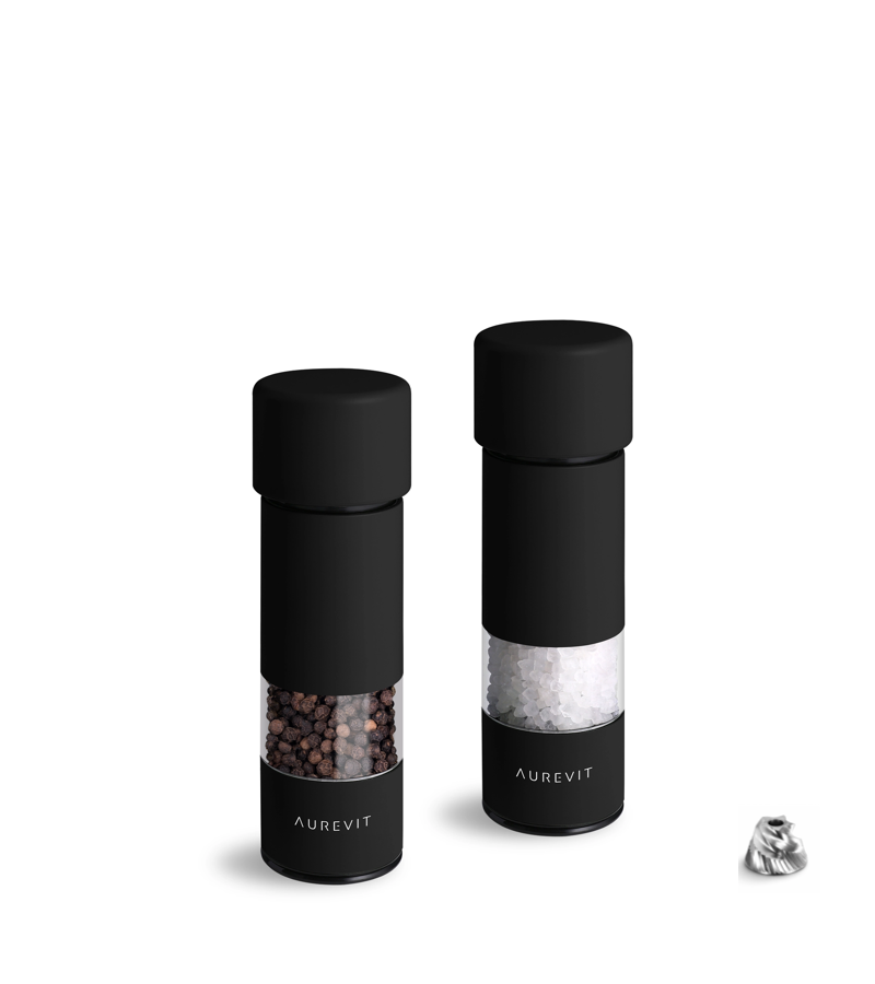 Pico -  Small Salt and Pepper Grinder Set, Manual Pepper Mill With Ceramic/Stainless Steel Core, External Adjustable Coarseness