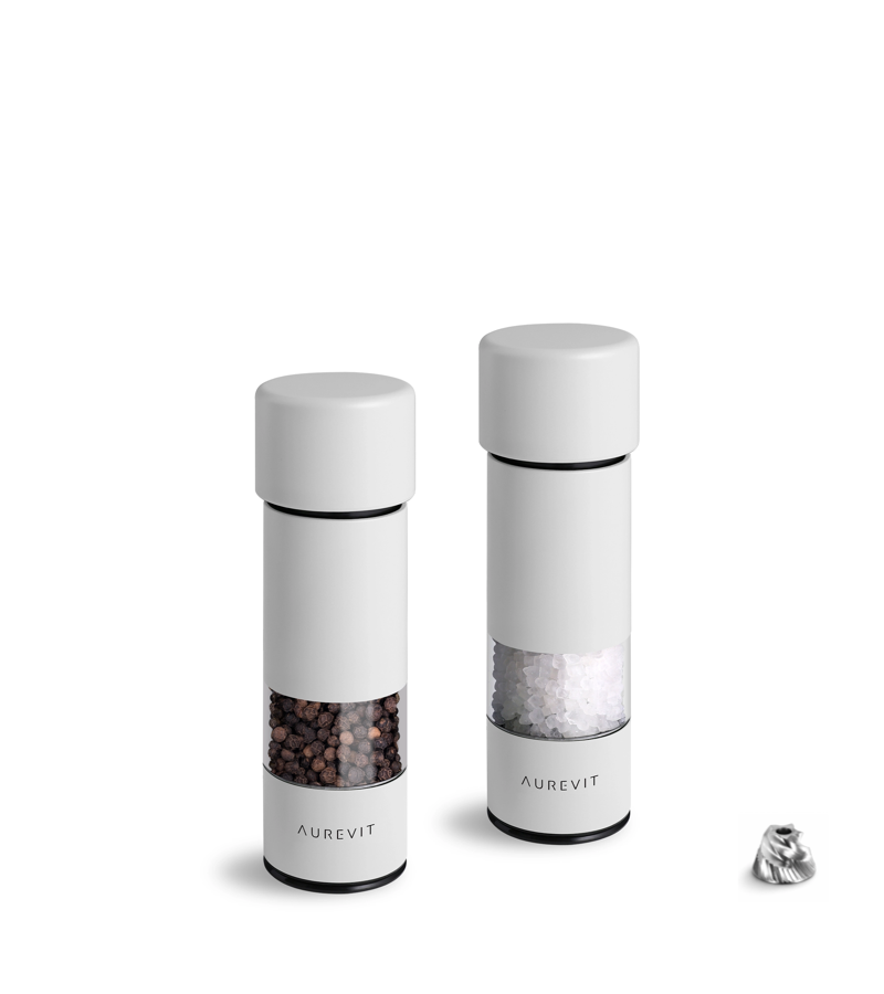 Pico -  Small Salt and Pepper Grinder Set, Manual Pepper Mill With Ceramic/Stainless Steel Core, External Adjustable Coarseness