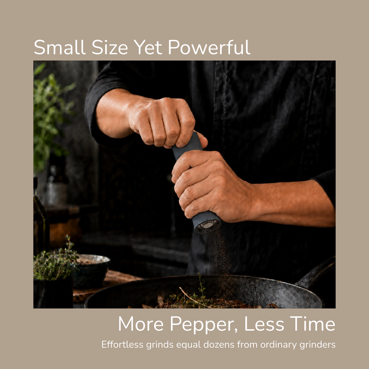Pico -  Small Salt and Pepper Grinder Set, Manual Pepper Mill With Ceramic/Stainless Steel Core, External Adjustable Coarseness