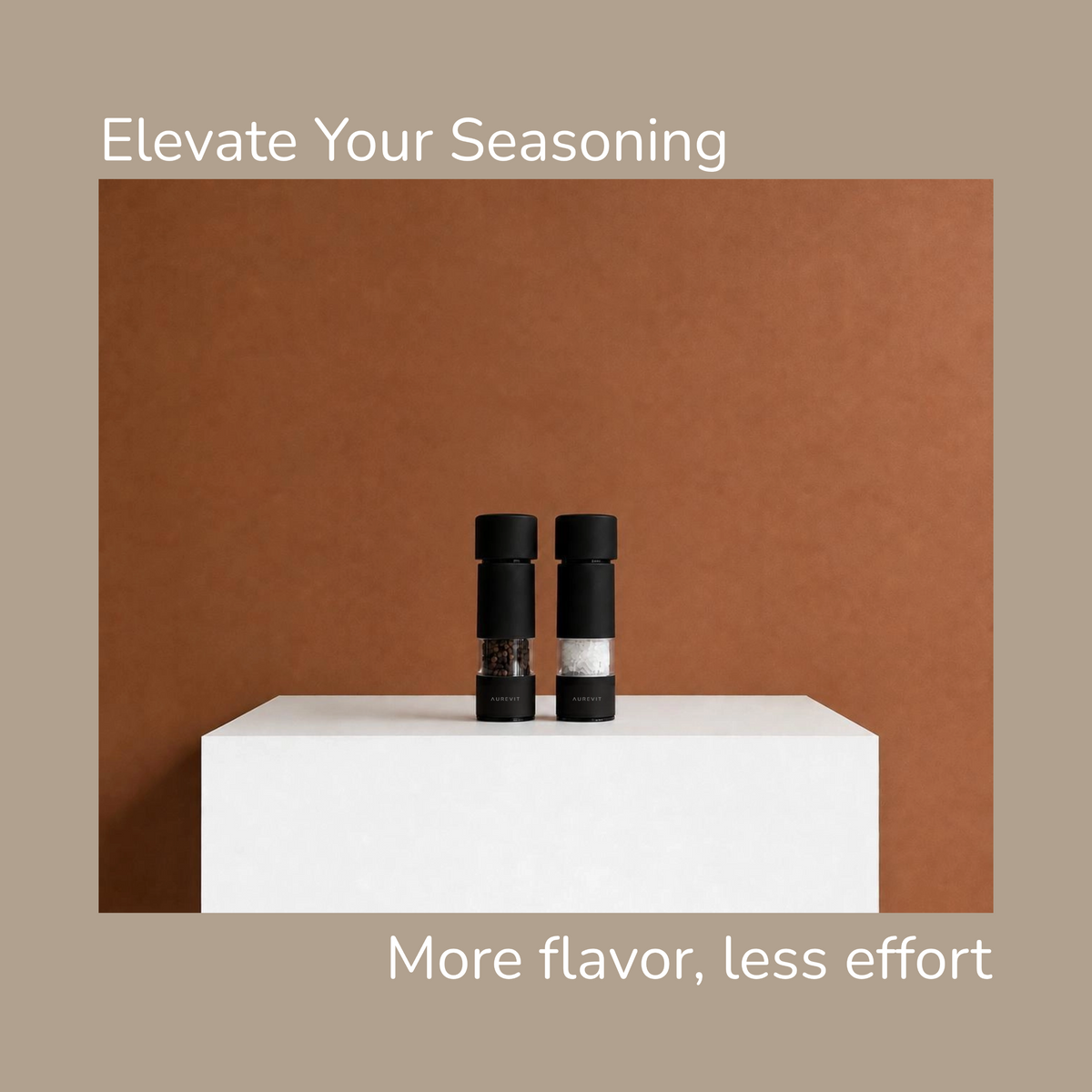 Pico -  Small Salt and Pepper Grinder Set, Manual Pepper Mill With Ceramic/Stainless Steel Core, External Adjustable Coarseness
