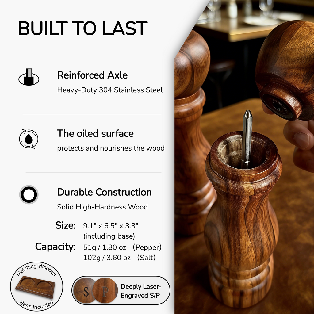 Graino Wooden Salt and Pepper Mill Set